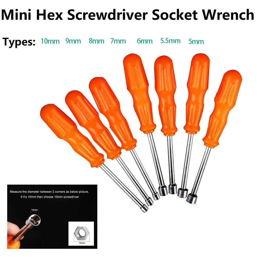 Socket Wrench Carbon Steel Durablew Orange 190-200mm 1pc 5/5.5/6/7/8/9/10mmOpens