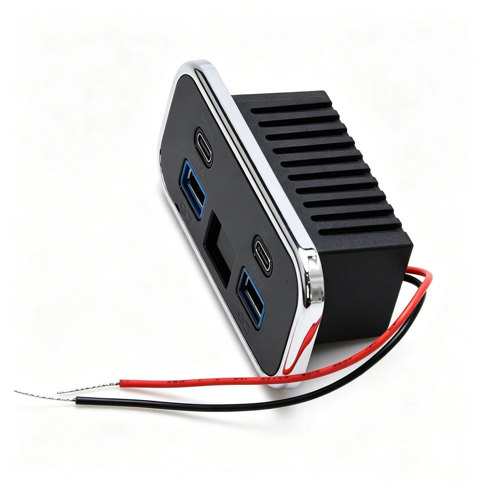4-port Car Usb Charger Panel 2x Usb-c Pd + 2x Usb-a Qc 3.0, Led Volt