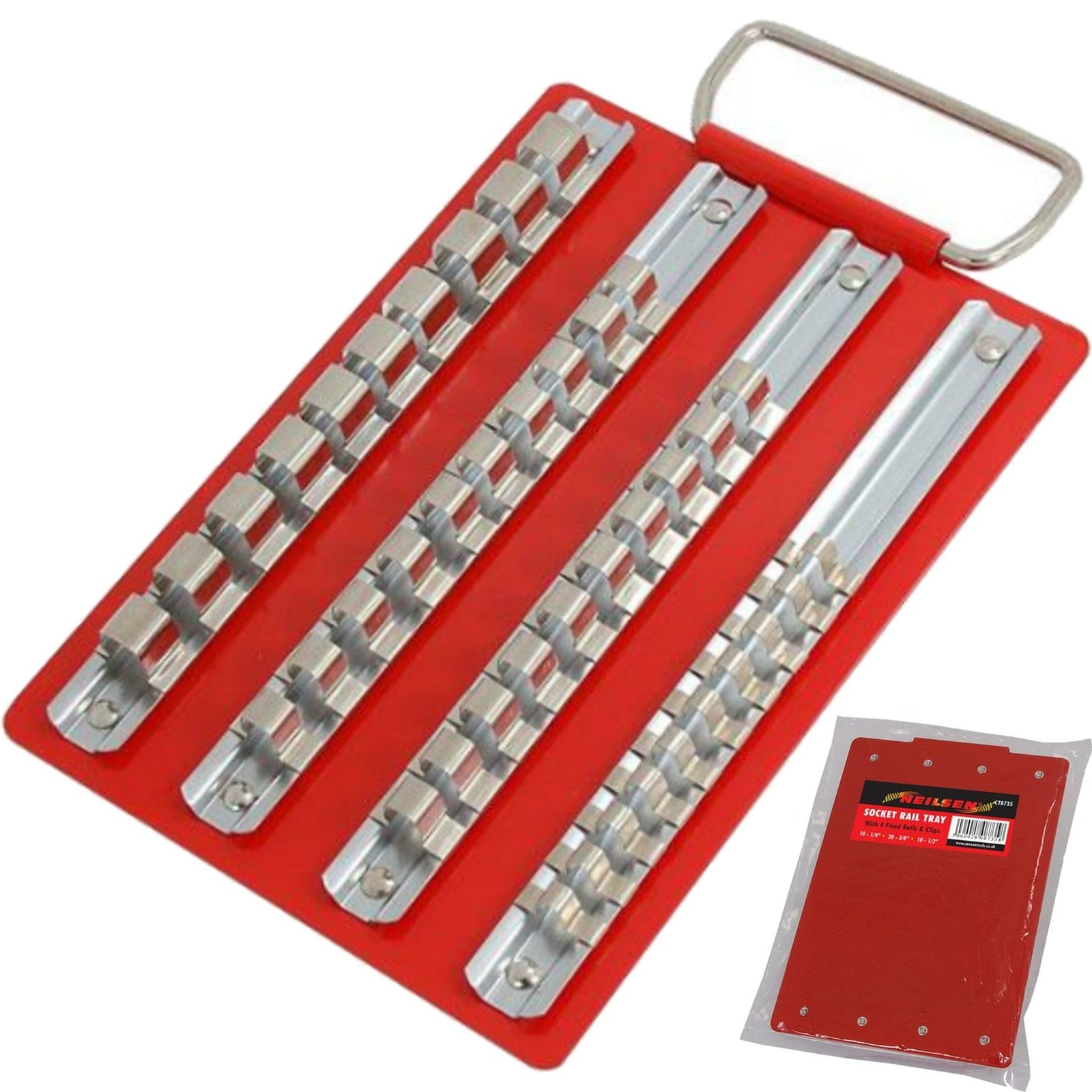 Neilsen Small Socket Rail Tray 1/4" 3/8" 1/2" Organiser Storage Holder