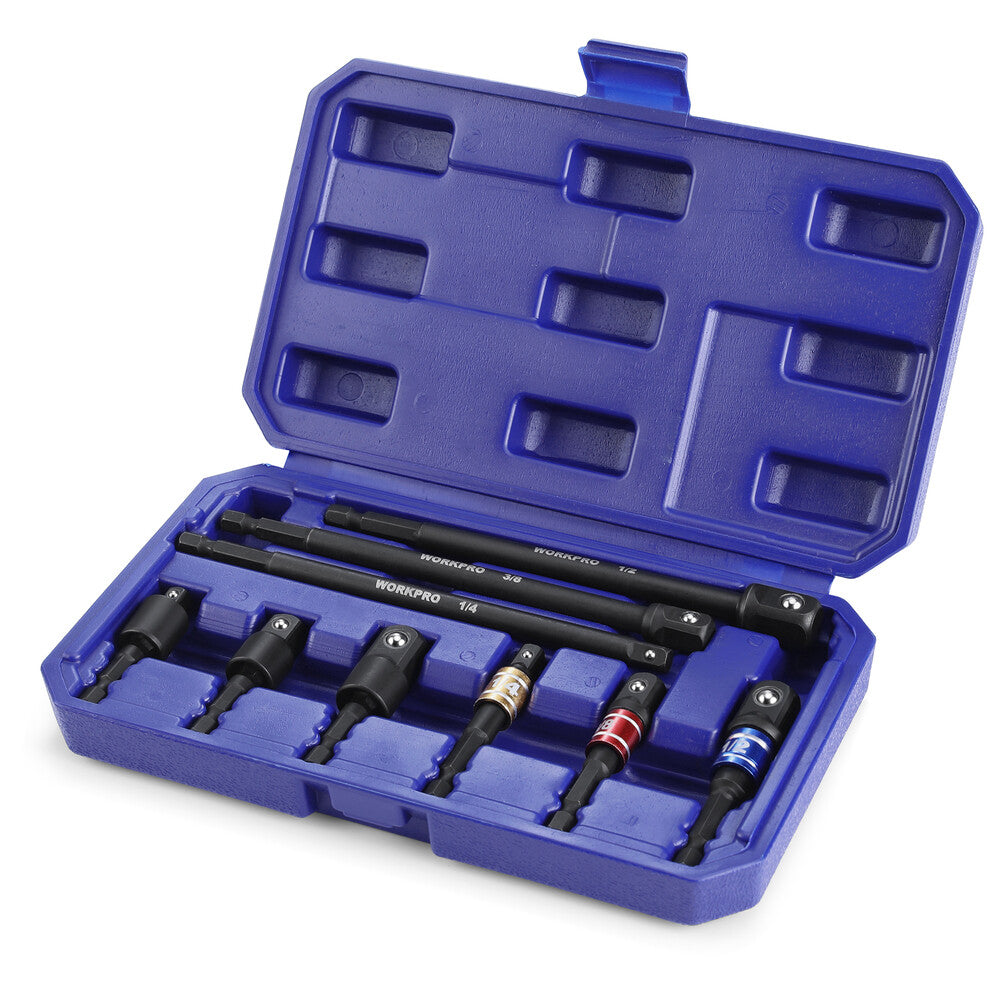 Workpro 9PCS 1/4" 3/8" 1/2" Dr Impact Grade Socket Adapter Set