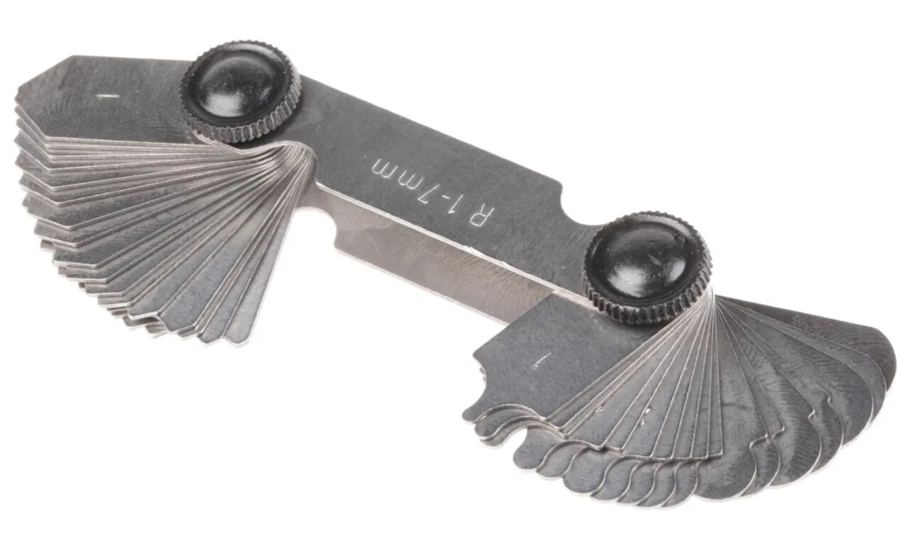 Internal &amp; External Radius Gauge Concave &amp; Convex Gauges: R1-7/R7.5-15/1<wbr/>5.5-25mm