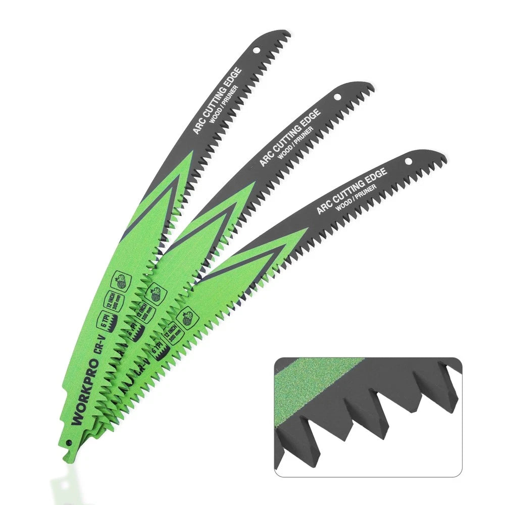 Workpro 12" Wood Pruning Reciprocating Saw Blade Set 6tpi Japanese