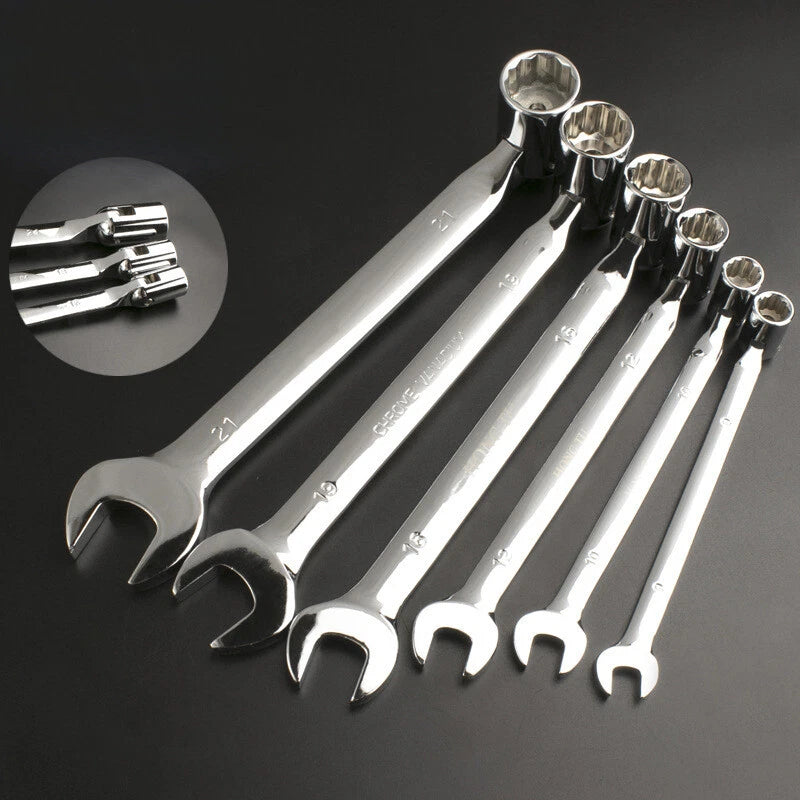 Adjustable Flex Head Socket Wrench Metric Open End Spanner Repair