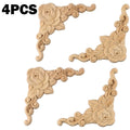 Wood Carved Corner Onlay Frame Applique Furniture Decal Diy Decor