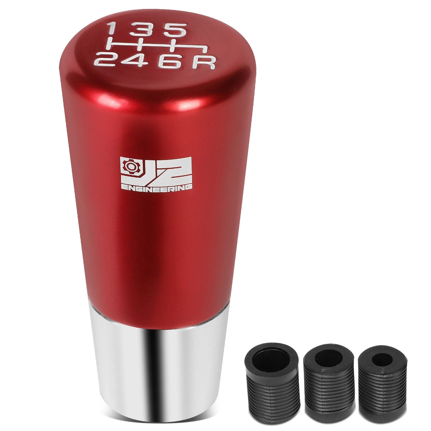 J2 Universal Aluminum Taper Cylindrical Shape Shift Knob Red W/thread