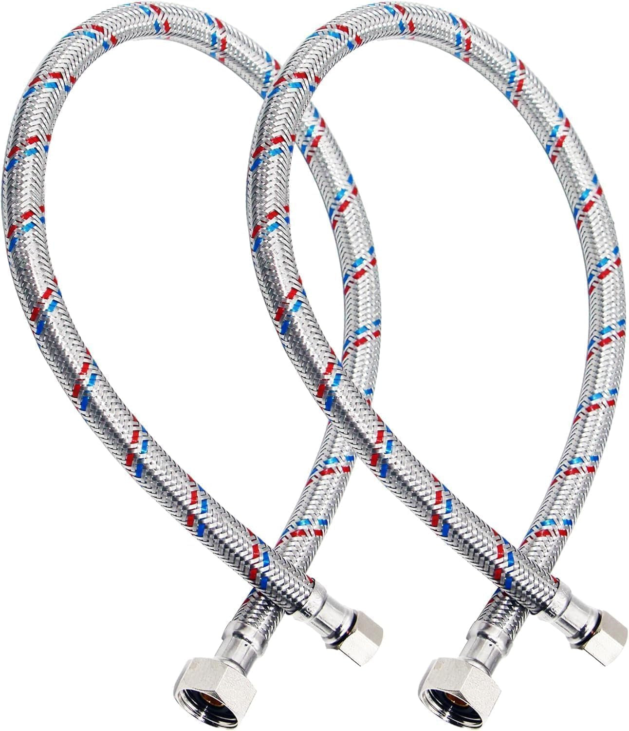 12" Faucet Hose Connector, 3/8" Comp X 1/2" FIP Braided Stainless