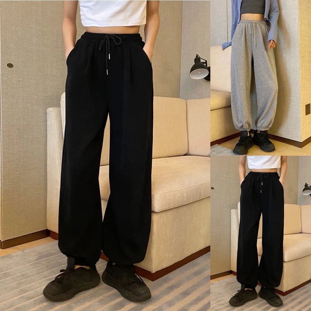 Women's Soft Touch Sweatpants Elastic Waist Drawstring Ankle Length