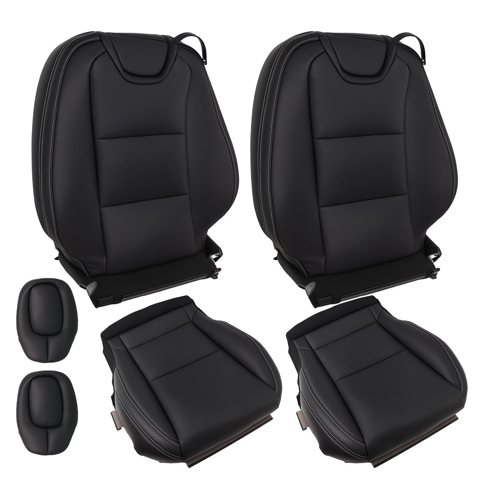Front Leather Seat Cover Set for Chevy Camaro Z28 SS 2010-2015 Black