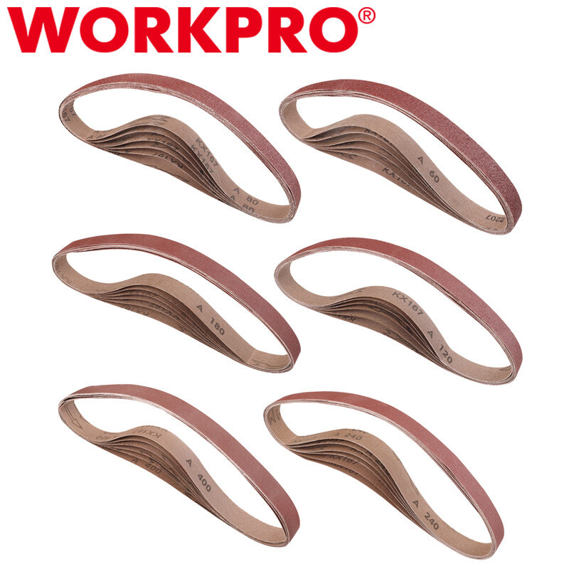 WORKPRO 36 Pack 1 x 30" Sanding Belts Aluminum Oxide Abrasive Belts