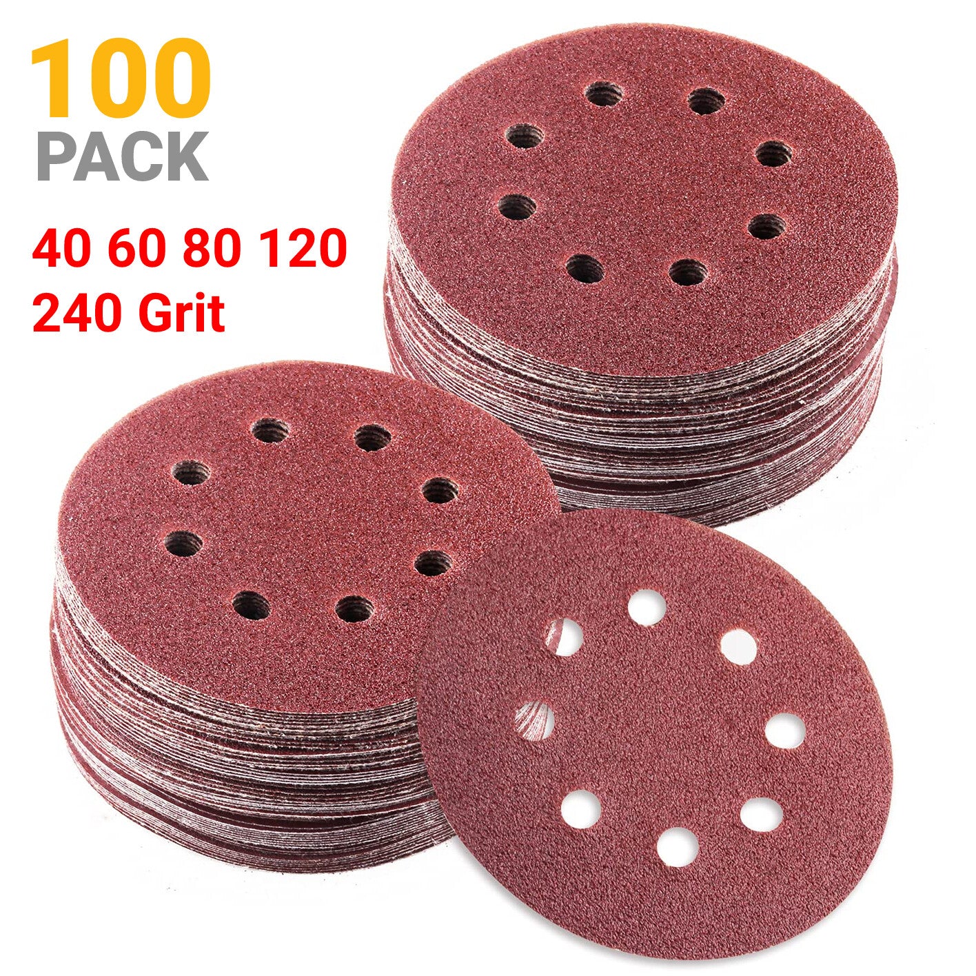 40 60 80 120 240 Grit Sanding Discs 5 Inch by Unbranded