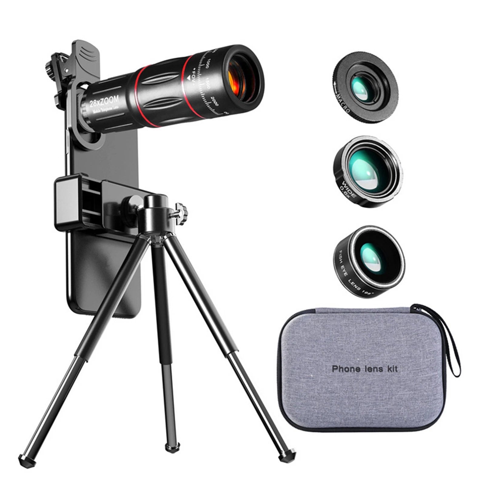 Hd Universal Cellphone Camera Macro Telescope Zoom Fish Eye Lens