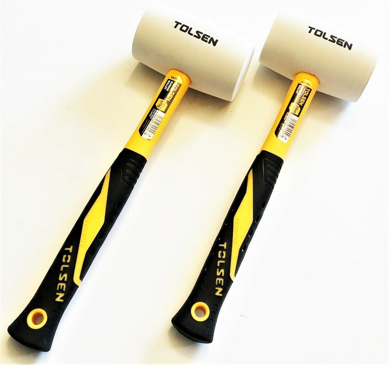 2 TOLSEN 24oz PROFESSIONAL WHITE RUBBER HEAD MALLET HAMMER FIBERGLASS 25177Opens