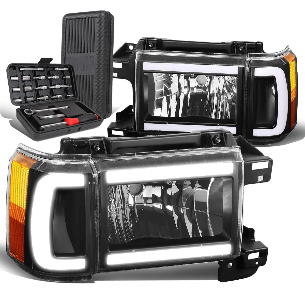For 1987-1991 Ford Bronco Led Drl Bar Black Amber | Built Supply Co