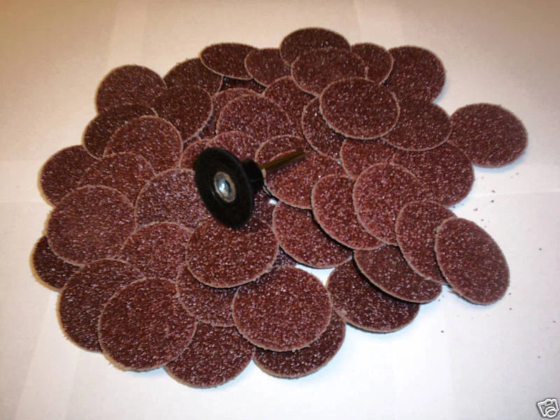 50 IIT 2" ROLL LOCK TWIST ON R TYPE SANDING DISCS W/MANDREL 36 GRIT