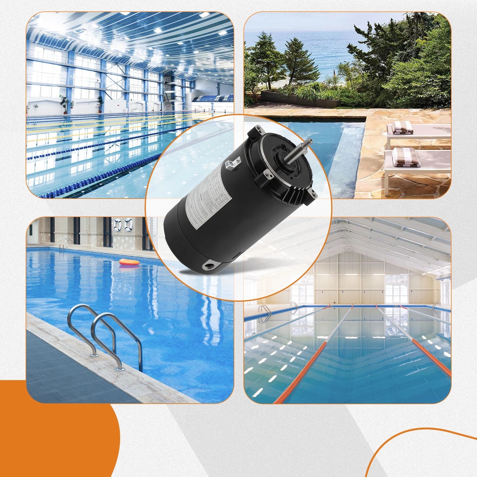 Swimming Pool Pump Motor For Century Hayward 56J frame motor 1.5 HP 115/230V