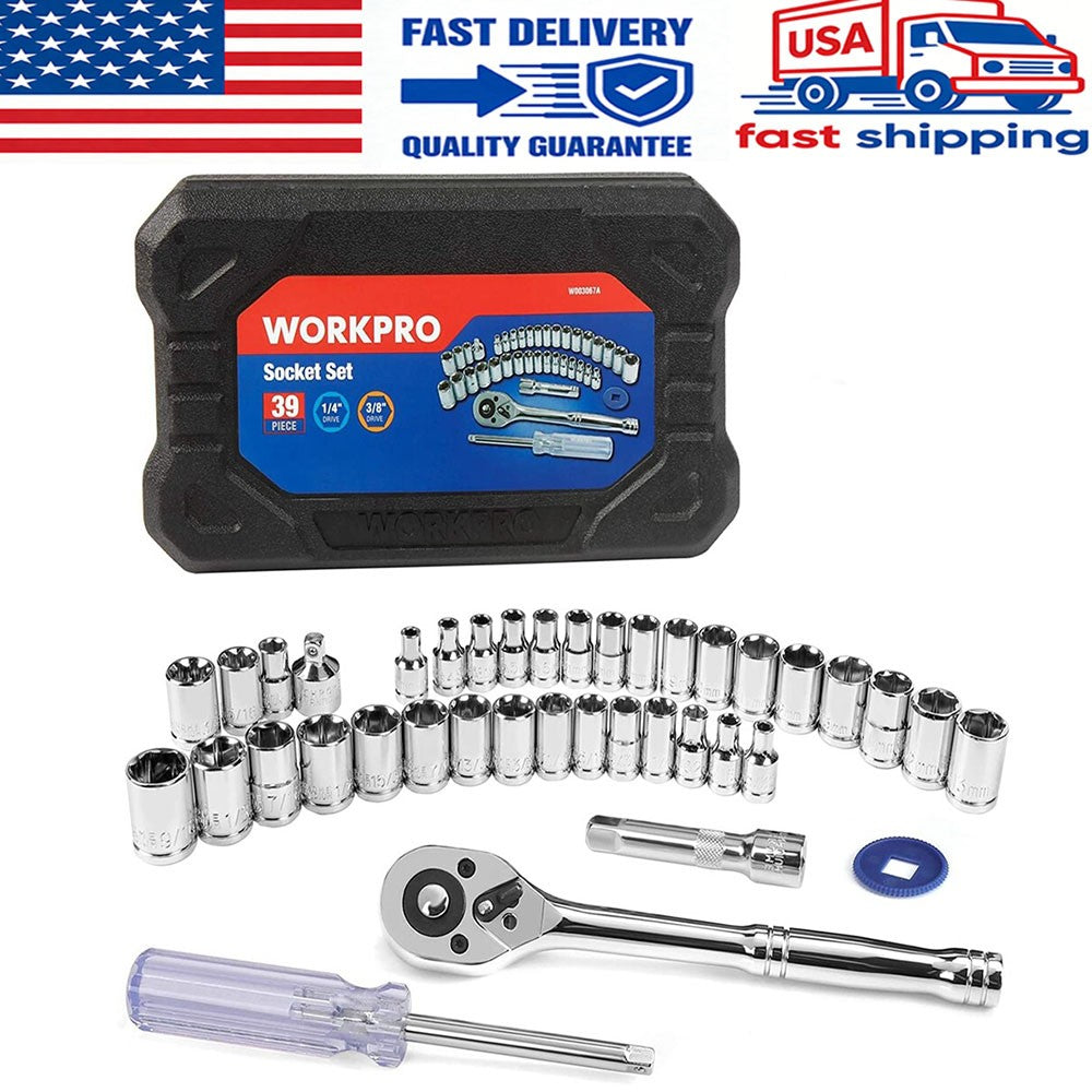 WORKPRO 39 Pcs Drive Socket Wrench Set by WORKPRO