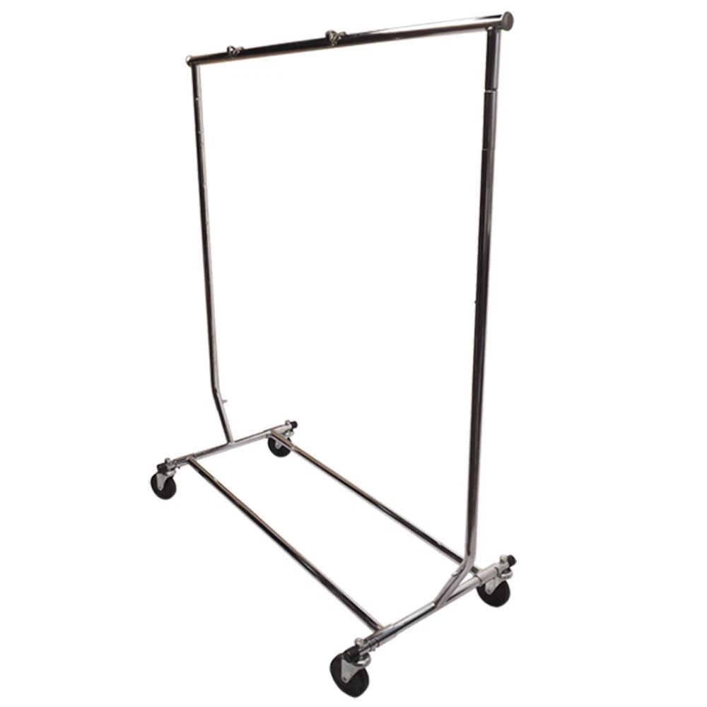 Adjustable Single Bar Clothing Rack Clothes Garment Hanger Display W/