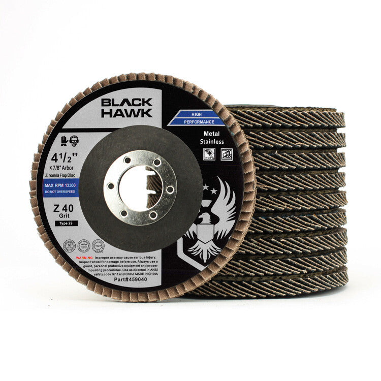 4-1/2" x 7/8" Black Hawk Zirconia Flap Discs T29 4.5" Sanding &