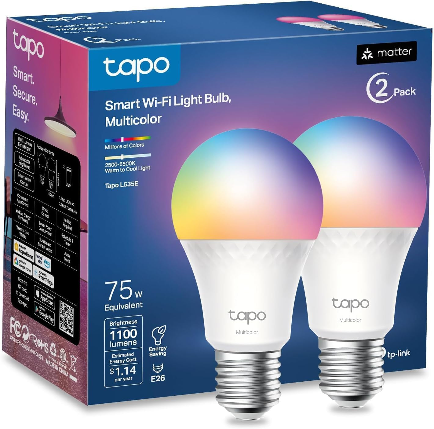 Tp-Link Smart Light Bulbs, 1100 Lumens High Brightness (75w