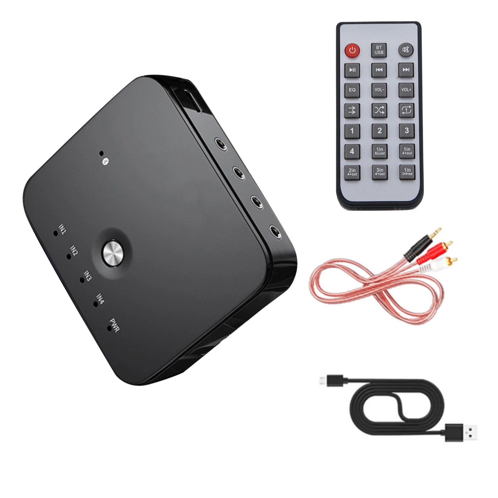 3.5mm Stereo Aux Audio Switcher 4 In 1 Out Music Bluetooth 5.0 Audio
