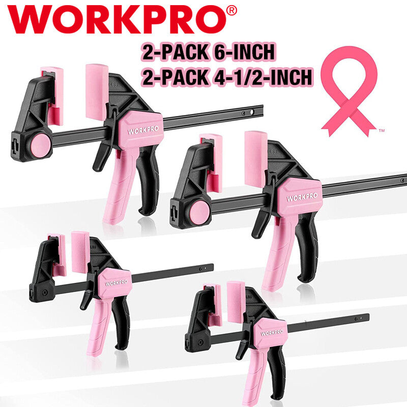 WORKPRO 4-Piece One-Handed Bar Clamp Set 6" 4-1/2" by WORKPRO