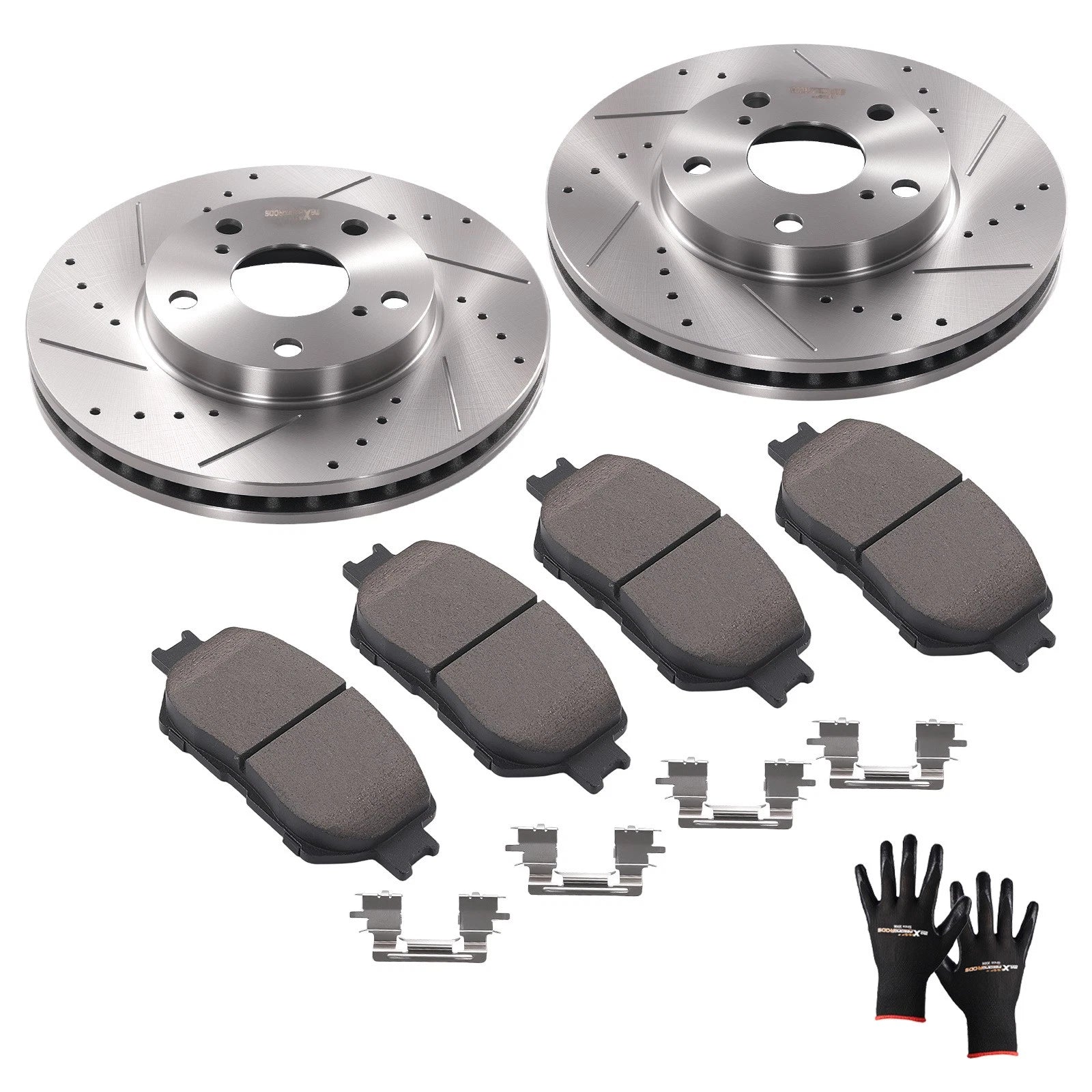 Front Vented Brake Rotors Ceramic Pads for Toyota Camry 2002-200<wbr/>6 w/Hardwares