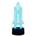 3d Space Rocket Night Light 7-color Changing Led Table Lamp W/ Remote