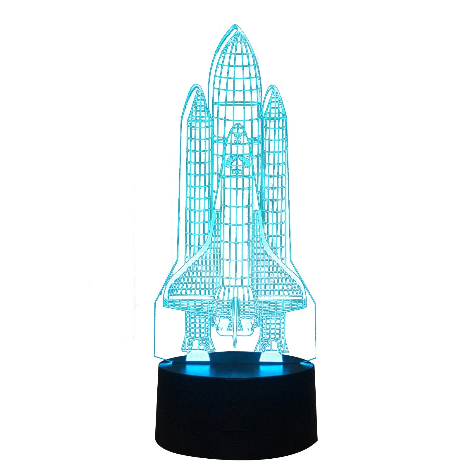 3d Space Rocket Night Light 7-color Changing Led Table Lamp W/ Remote