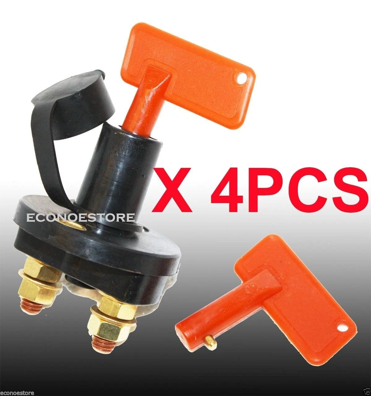 Lot 4 Auto Battery Cut Off Switch Disconnect Kill Solid Brass W/ 2