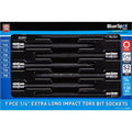 Bluespot Extra Long Impact Torx Bit Sockets 1/4" Drive T10 - T40 Set