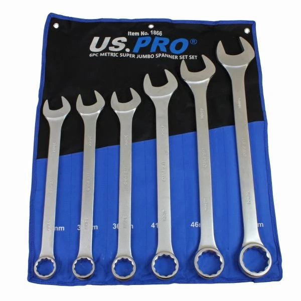 Us Pro Super Jumbo Combination Spanner Set 33-50mm Satin Chrome