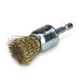 1" Crimped Wire End Brush Brass Coated 1/4" Hex Shank for Die Grinder or Drill
