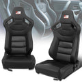J2 Engineering Black/ White Front Reclinable Bucket Racing Seats