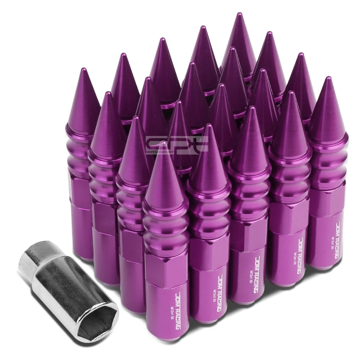 M12x1.5 107mm Tall 20mm Od Purple Aluminum Jdm Spike Cap Lug