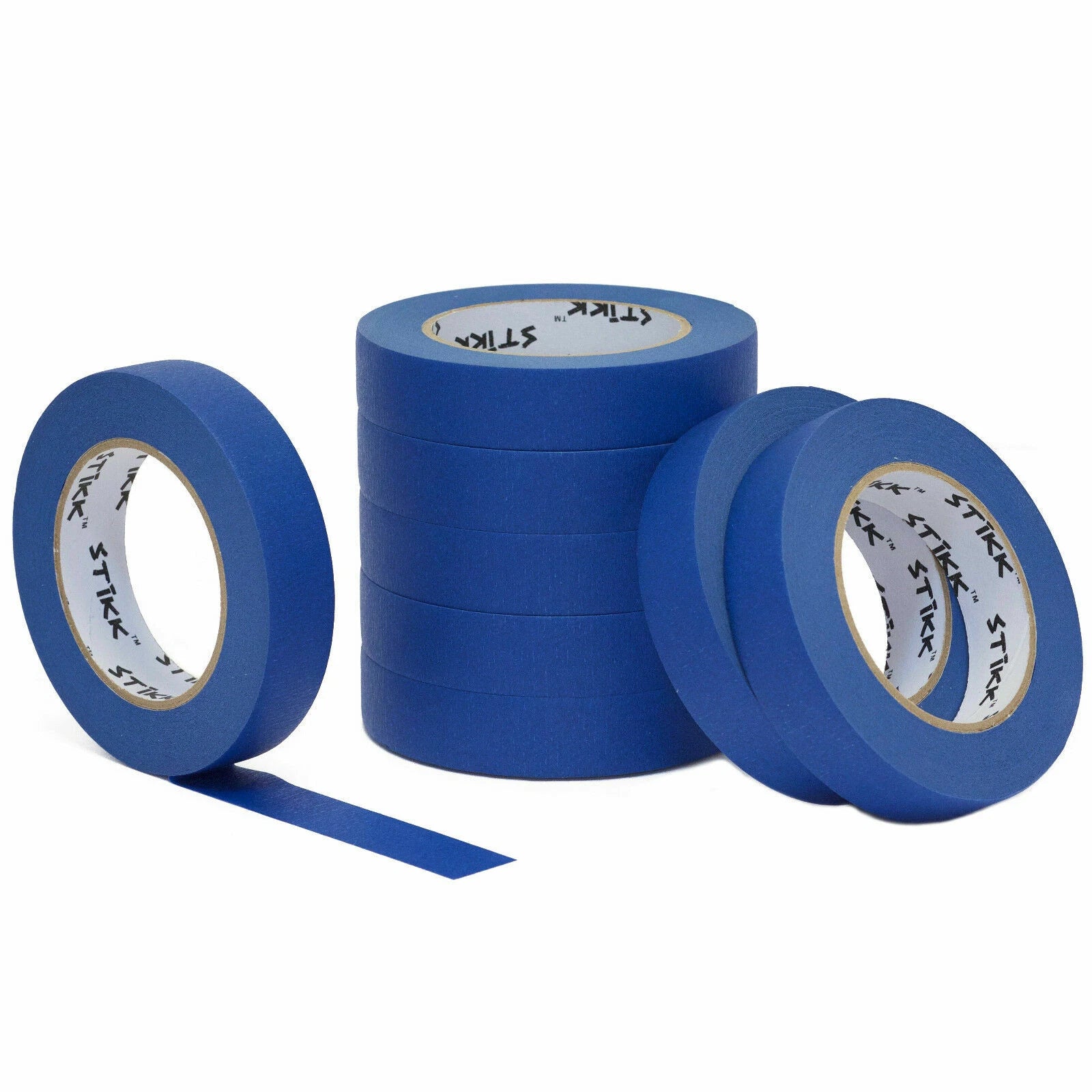8 Pack 1" Inch X 60 Yard (24mm X 55m) Stikk Blue Painters Masking Tape