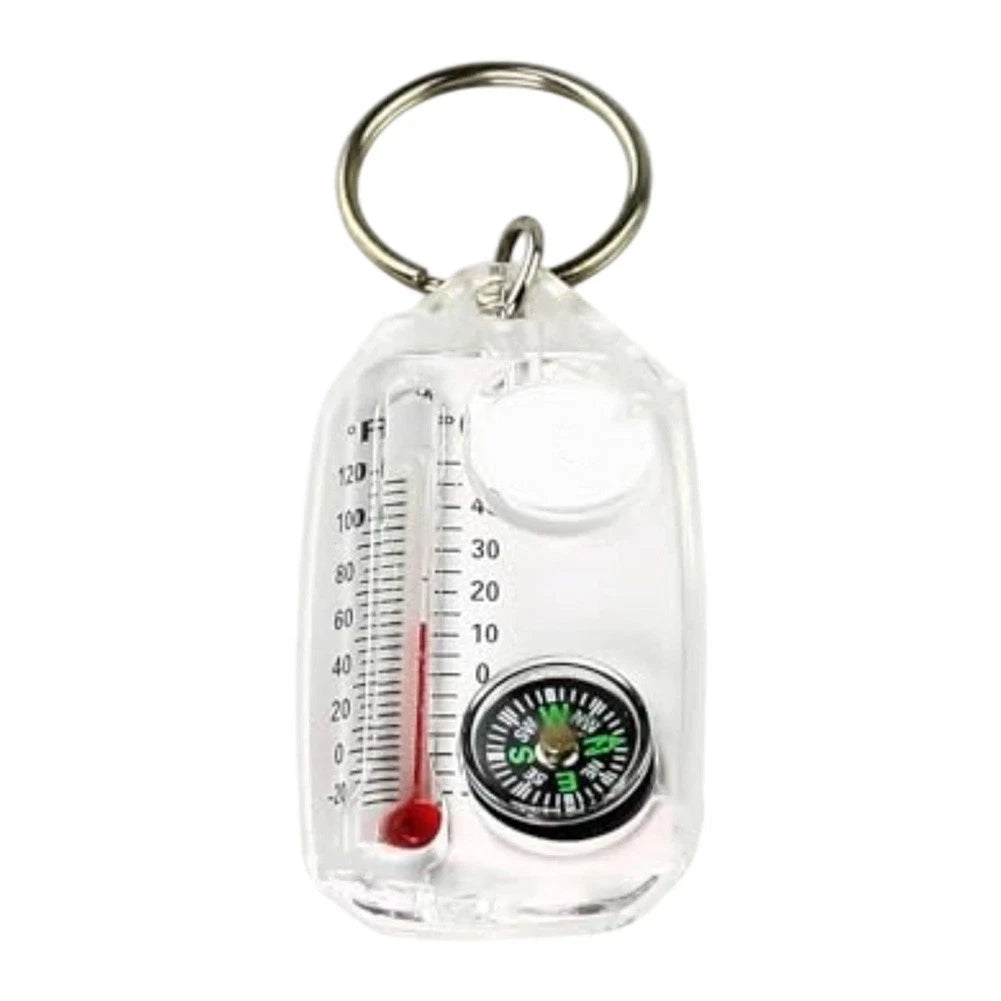 Compact Keychain With For Compass Thermometer For Hiking And For
