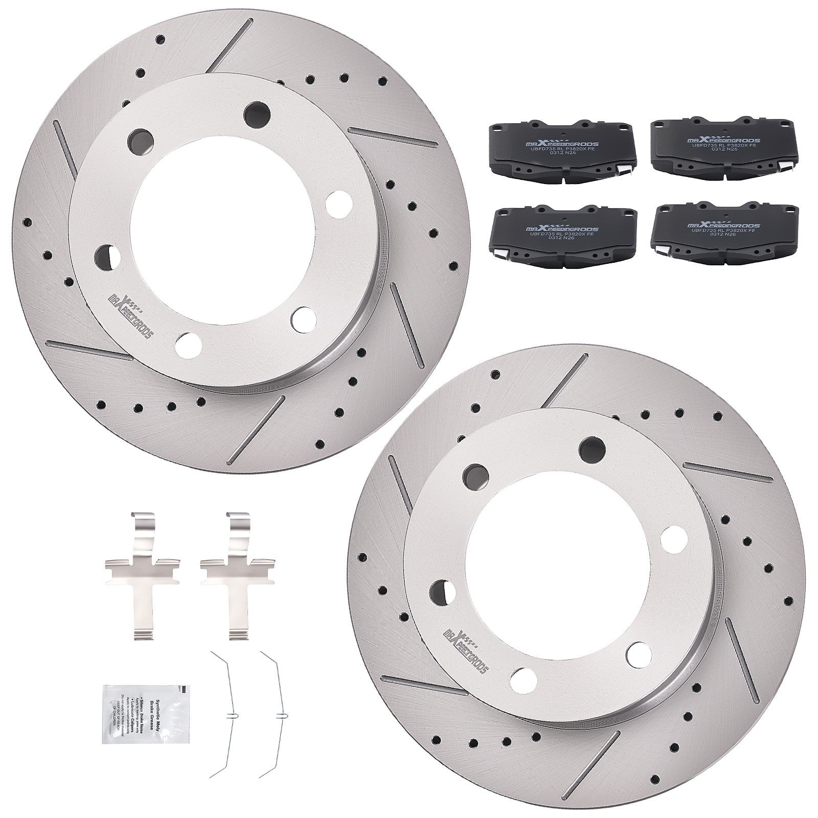 296.5mm Front Drilled Slotted Brake Rotors with Pads for Toyota Tacoma