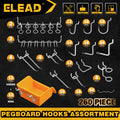 260 Piece Pegboard Hooks Bins 1/8 and 1/4 inch peg Board Organizer