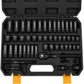 50PC 3/8" Drive Impact Socket Set Deep &amp; Standard SAE Metric 5/16 - 3/4 8 - 22MM