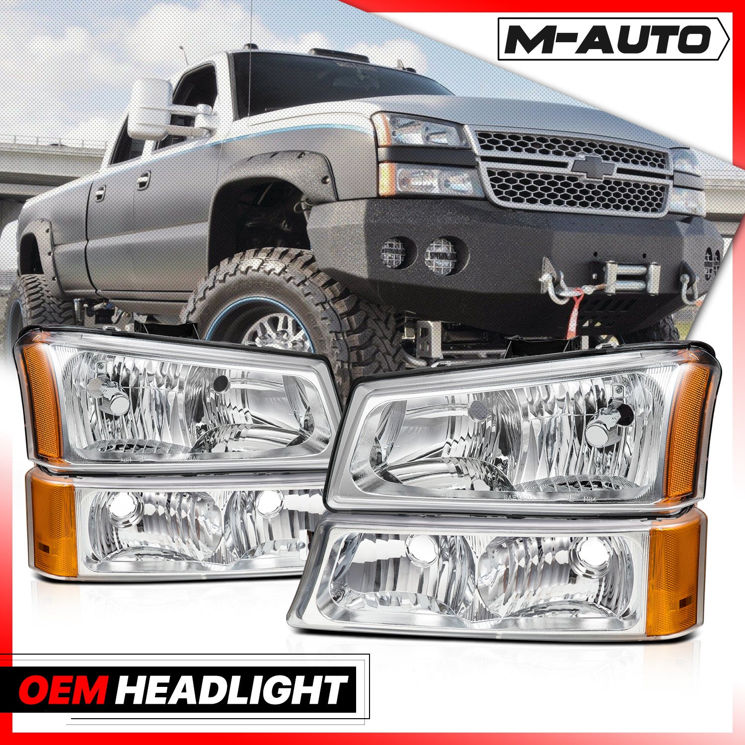 Chrome Headlight & Bumper for Chevy Silverado