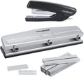 Haushof Desktop Stapler&3-hole Punch Set W/5000-piece Staples And