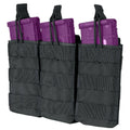 Modular Tactical Open Top Triple Magazine Mag Pouch - Black