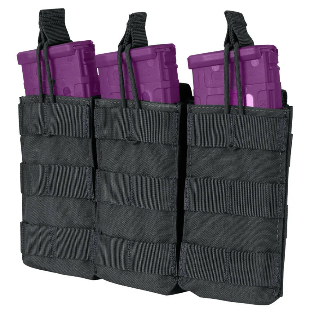 Modular Tactical Open Top Triple Magazine Mag Pouch - Black