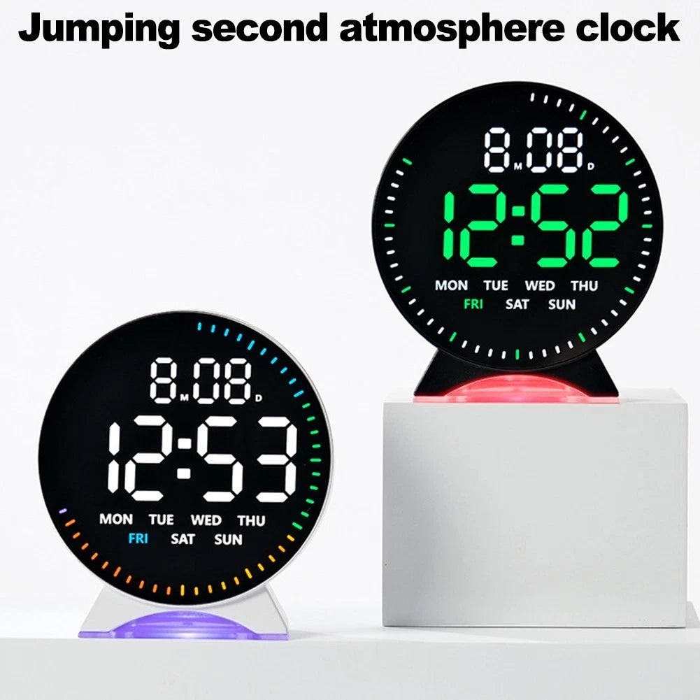 Electronic Clock With Dual Alarm And Multi Color Ambient Lights