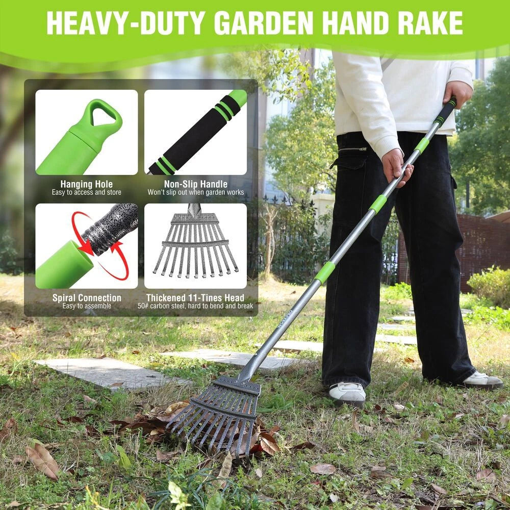 Workpro Heavy Duty Metal Leaf Rakes 11 Steel Tines | Built Supply Co