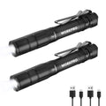 Mini Rechargeable Pen Light Flashlight 2 Packs Pocket Flashlight 2 x USB C Cable
