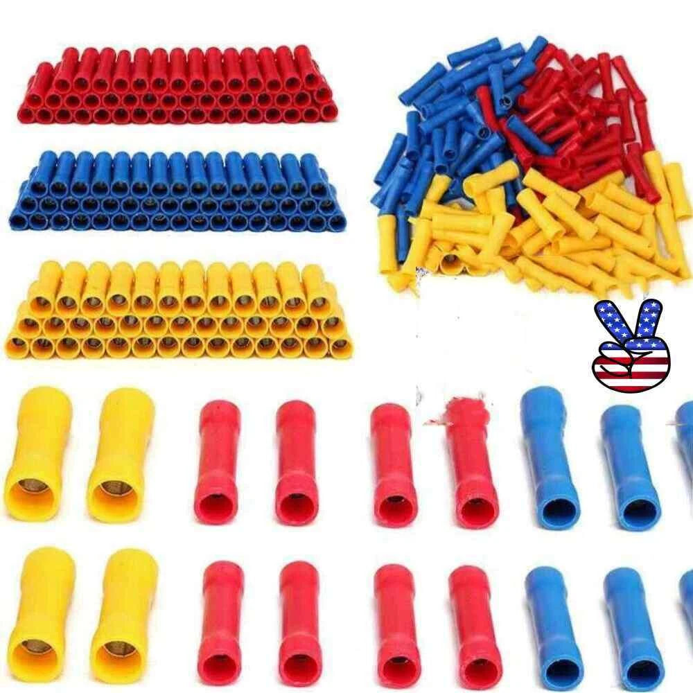 Insulated Straight Butt Electrical Wiring Crimp Terminals Connectors