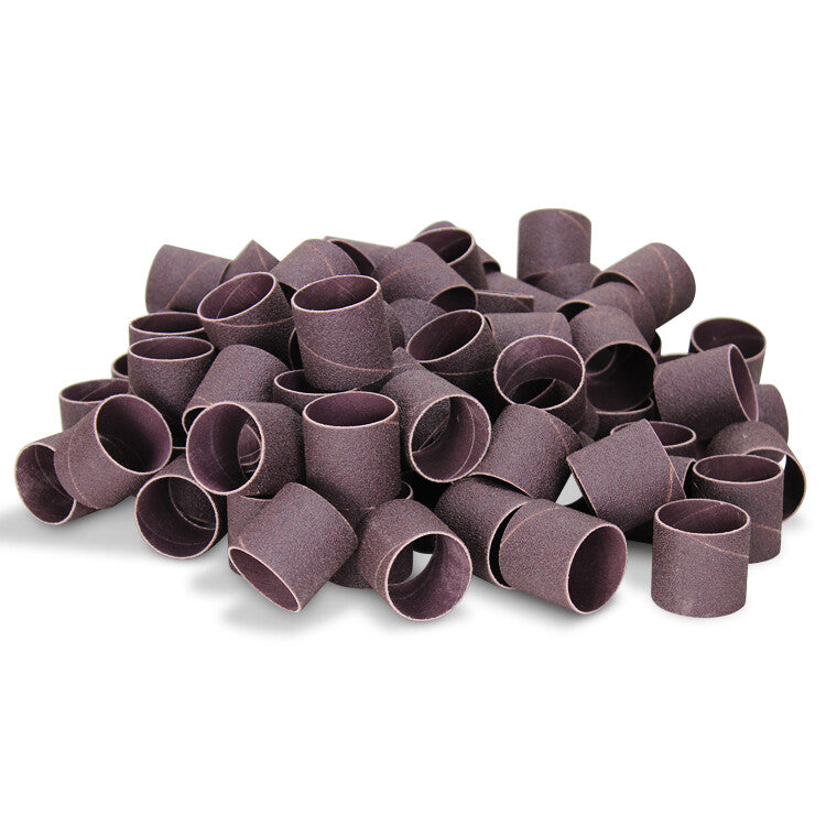 1" x 1" Aluminum Oxide Spiral Bands, No Lap Sanding Sleeves - 100 Pack