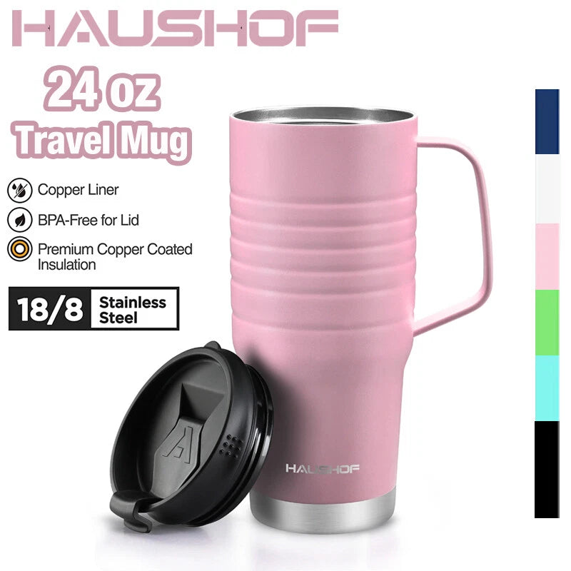 Haushof 24oz Travel Mug Vacuum Insulated Travel Water Mug Double Wall