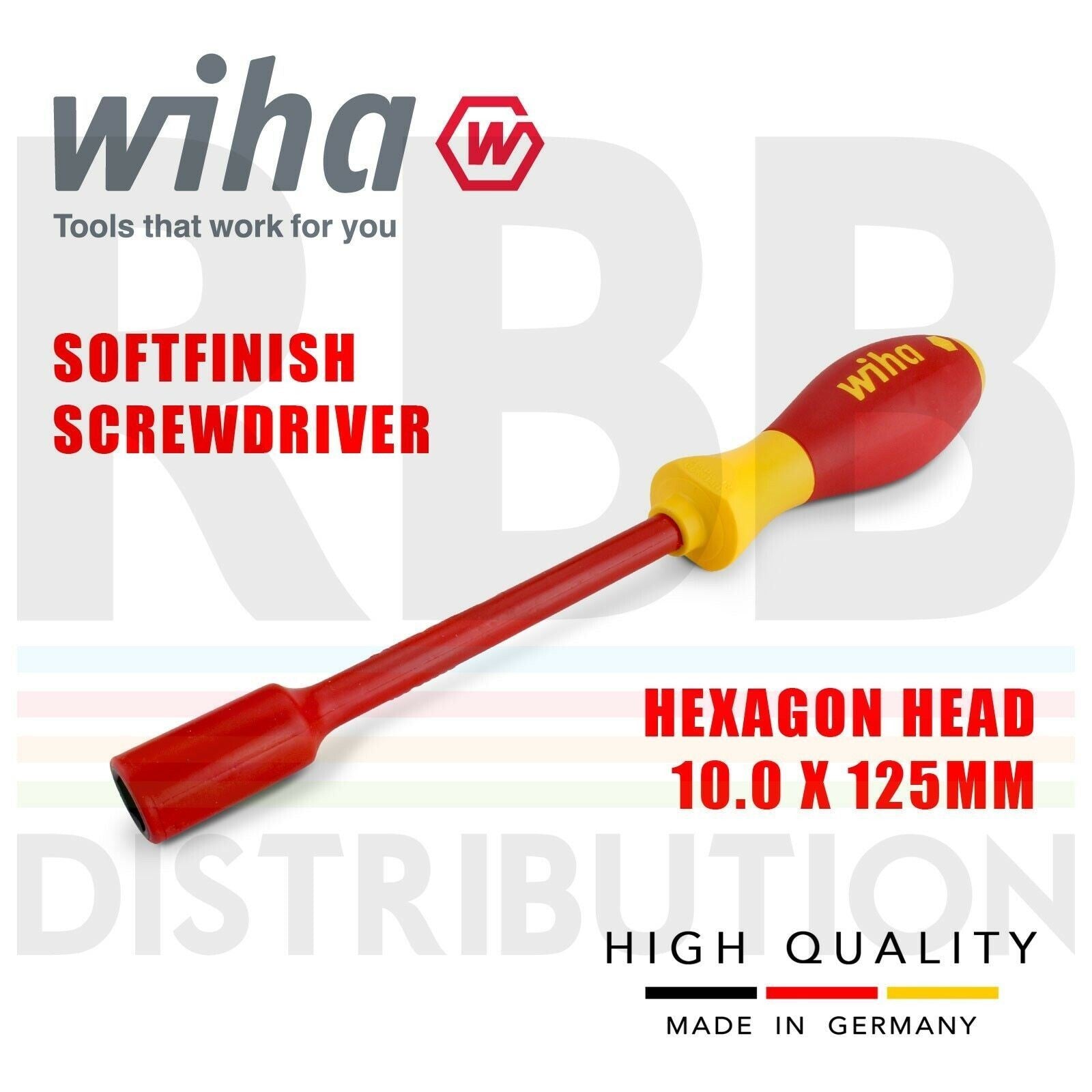 Wiha 00861 Hex Driver Screwdriver 1000v VDE Electrician 10mm SoftFinish GripOpen